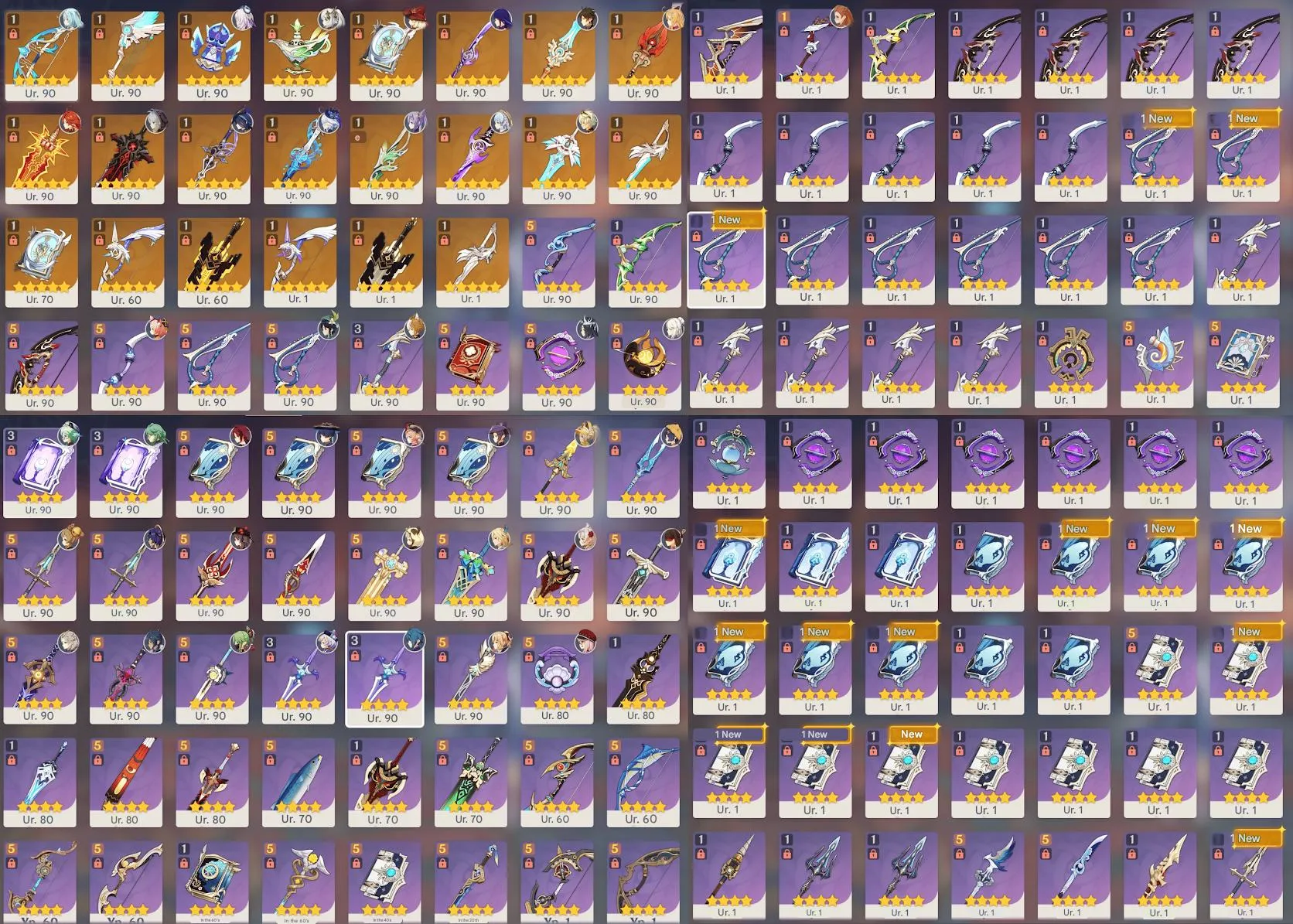 GI957 Mavuika, Furina, Sitlali, Shilonen, Wanderer, Kazuha, Bennett C6, Xingqiu C6, Xiangling C6, Fischl C6, many level 90 5-star weapons, 91200 Primogems saved (G)